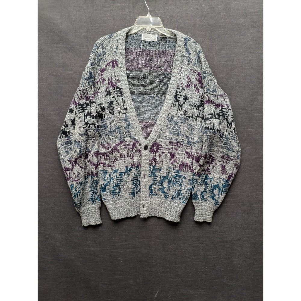 Vintage Method Gray Cardigan Sweater Dad Grandpa Old Man Skater Grunge Size L
